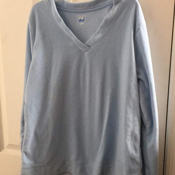 Light Blue V-Neck Women's fleece Top large - Picture 1 of 4